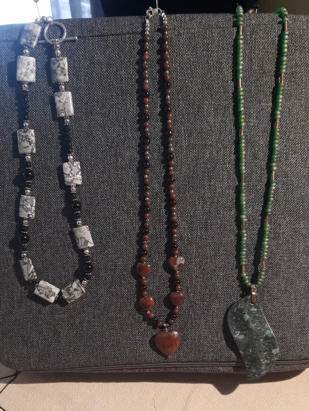 Handcrafted Beaded Stone And Glass Necklaces.